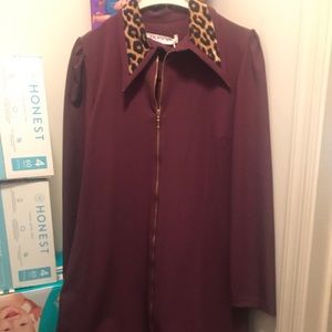 Maroon and leopard trench